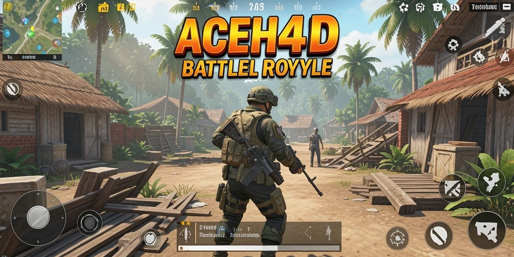 Screenshot utama ACEH4D menampilkan aksi intens dalam pertempuran Battle Royale.