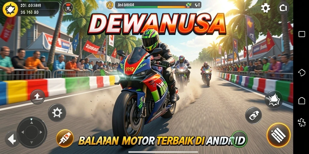 Tampilan menarik gameplay Motor Racing DEWANUSA di lintasan balapan.