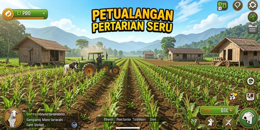 Screenshot gameplay PP7 menampilkan aktivitas pertanian yang seru.