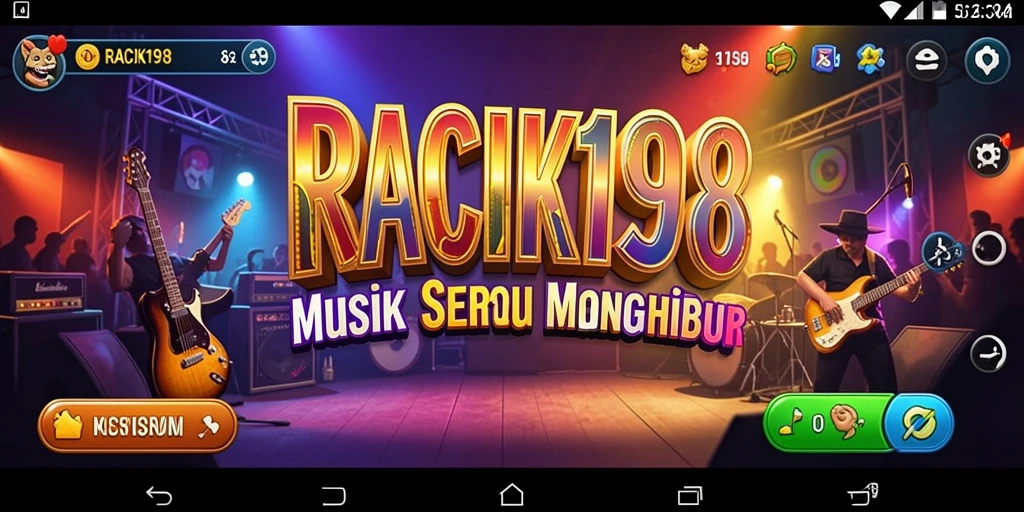Tampilan gameplay seru dalam RACIK198 dengan musik yang menghentak.