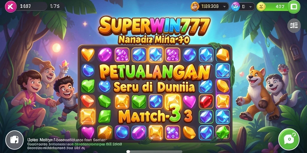 Tampilan gameplay SUPERWIN777 dengan permata berwarna-warni yang menantang.