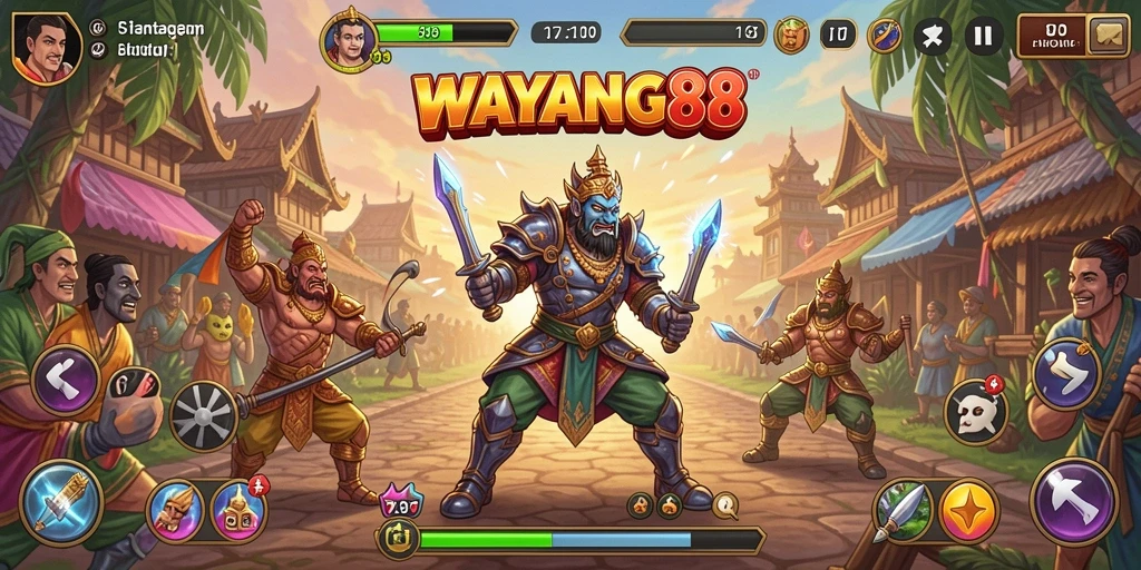 Tangkapan layar utama WAYANG88 menampilkan gameplay yang penuh aksi dan karakter menarik.