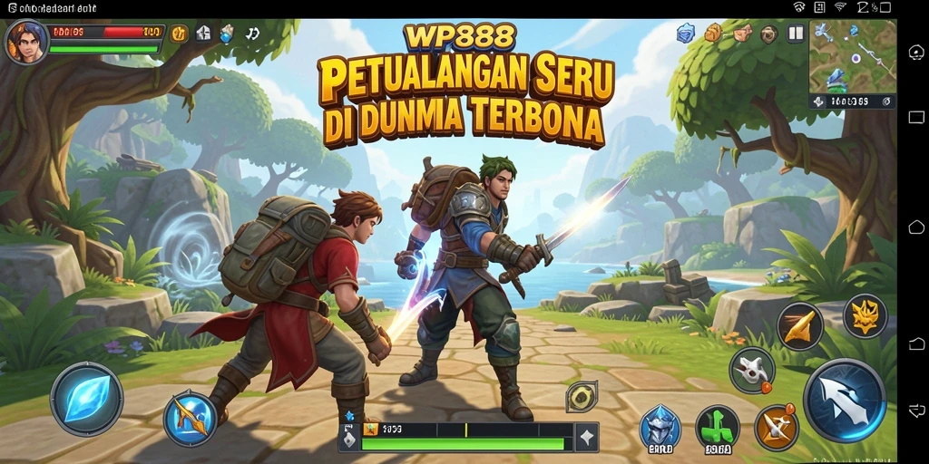Menampilkan screenshot gameplay WP888 yang menunjukkan eksplorasi dunia terbuka.