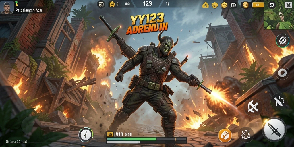 Penggambaran mendebarkan aksi gameplay YY123 di lapangan.